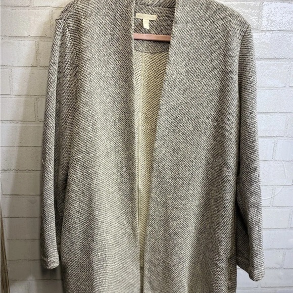 Eileen Fisher Cardigan Jacket Medium 100% Organic Cotton Woven Open Front - Picture 3 of 3